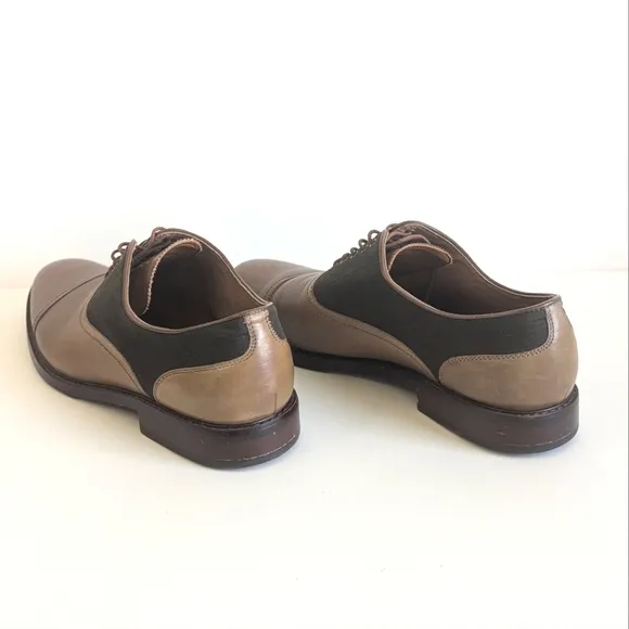 Aldo Cap Toe Oxford Lace Up Distressed Leather Two Tone Walnut Taupe Olive sz 11