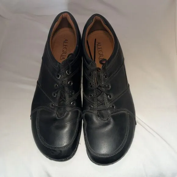 Alegria PG Lite Mens Shoes AM-BAR-100 Smooth Black Leather Lace Up Oxfords EU 46