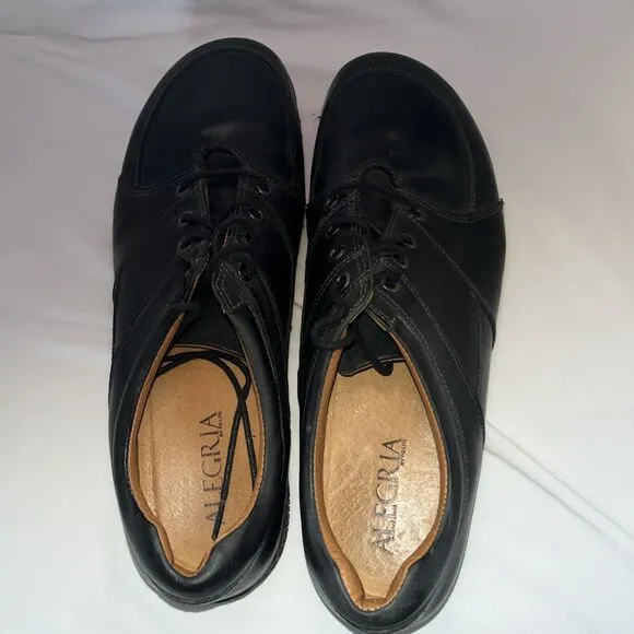 Alegria PG Lite Mens Shoes AM-BAR-100 Smooth Black Leather Lace Up Oxfords EU 46