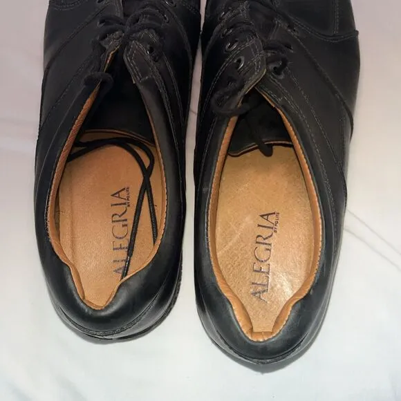 Alegria PG Lite Mens Shoes AM-BAR-100 Smooth Black Leather Lace Up Oxfords EU 46