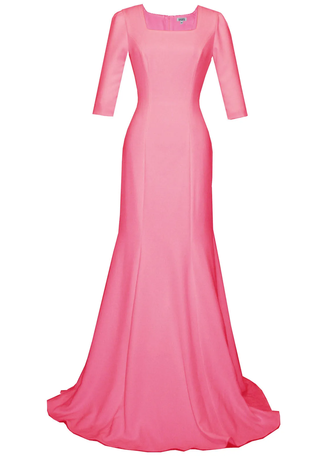Aletheia Red Crepe Gown with Sleeves