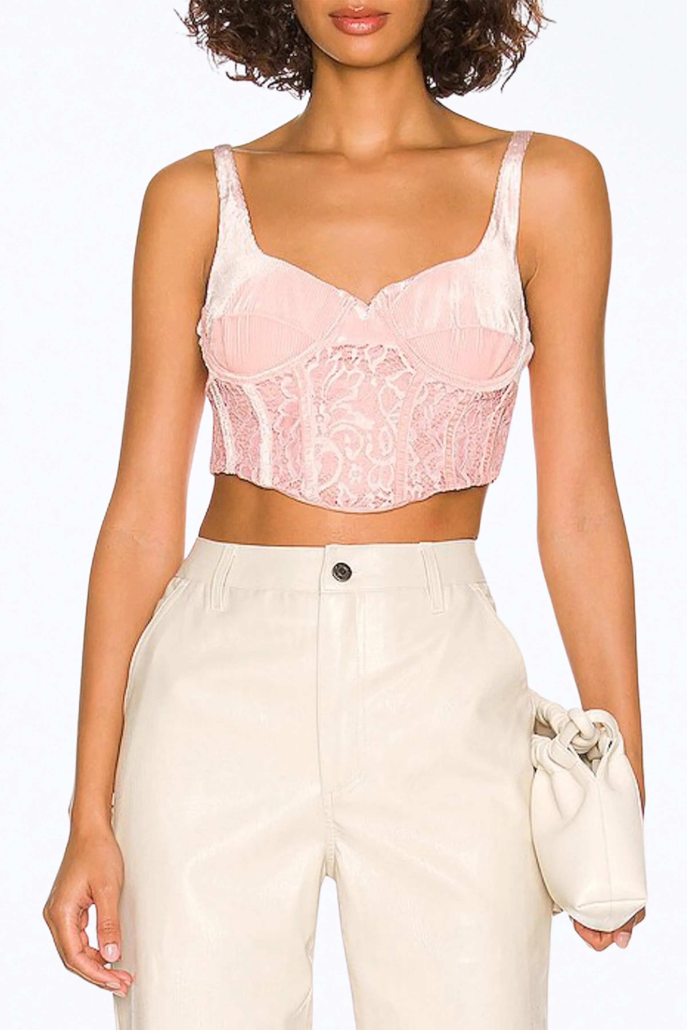 AMA RIBBED VELVET CORSET TOP
