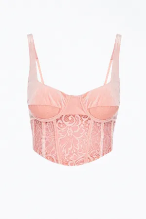 AMA RIBBED VELVET CORSET TOP