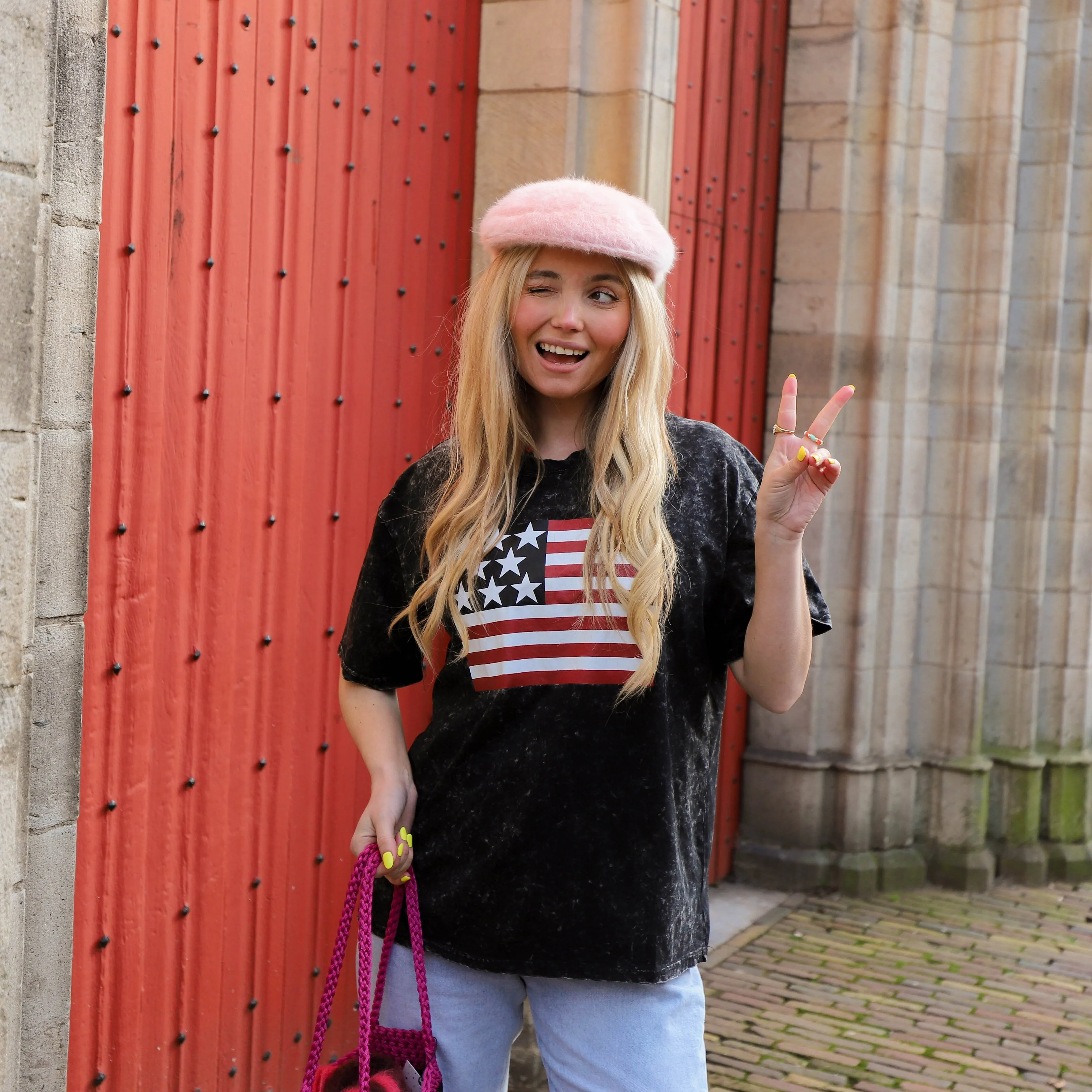 America tee zwart