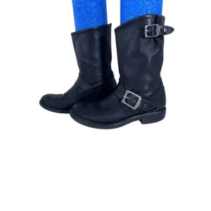 &quot;FRYE&quot; KIDS Leather Biker Boots Size 13 Veronica Slouch Girls Pull On Calf Boot