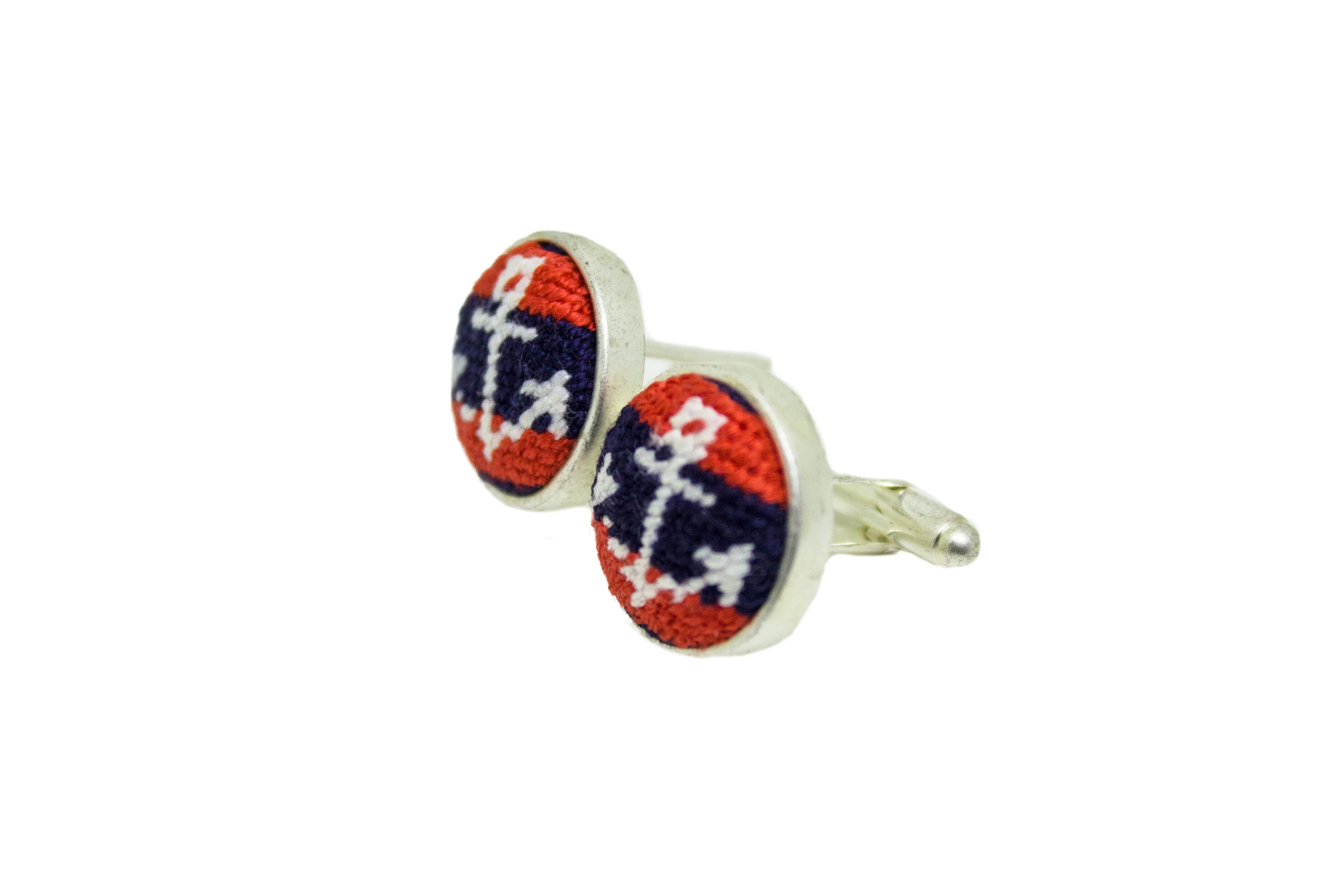 Anchor on Navy/Red Needlepoint Cufflinks