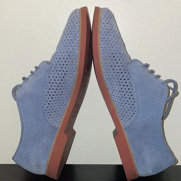 Anthropologie G.H.Bass &amp; Co Ellis Light Blue Perforated Suede Oxford Loafer US 9