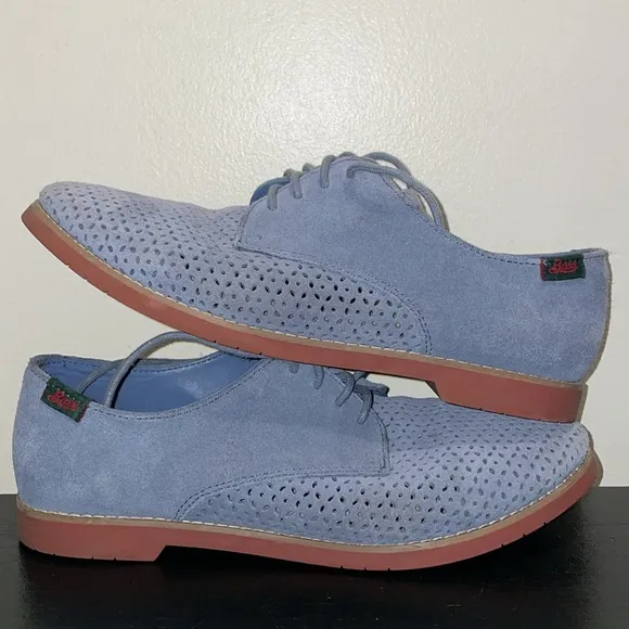 Anthropologie G.H.Bass &amp; Co Ellis Light Blue Perforated Suede Oxford Loafer US 9