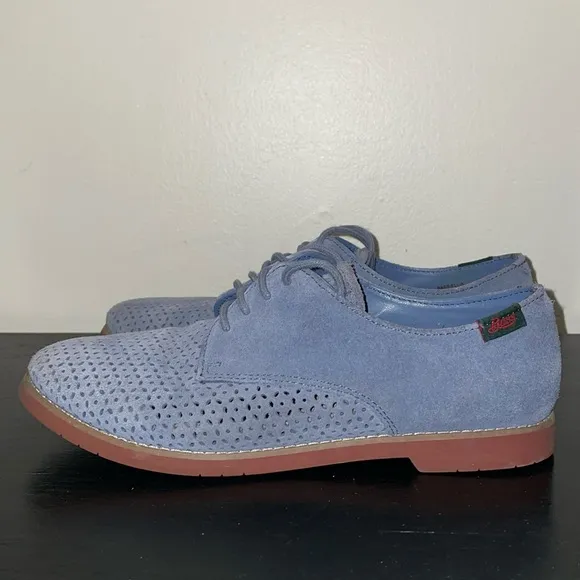 Anthropologie G.H.Bass &amp; Co Ellis Light Blue Perforated Suede Oxford Loafer US 9