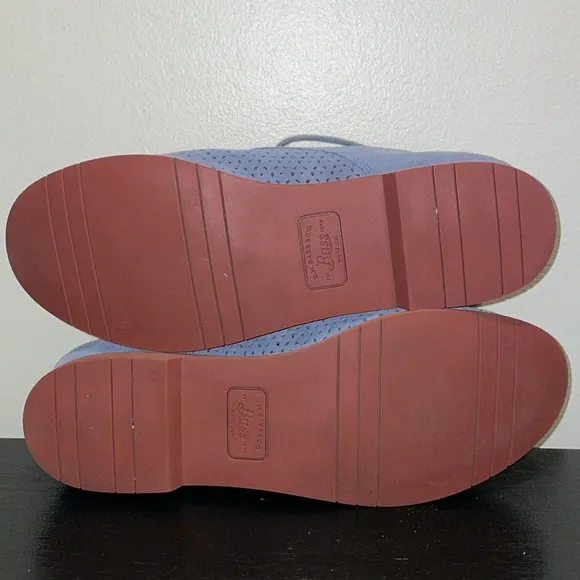 Anthropologie G.H.Bass &amp; Co Ellis Light Blue Perforated Suede Oxford Loafer US 9