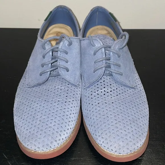 Anthropologie G.H.Bass &amp; Co Ellis Light Blue Perforated Suede Oxford Loafer US 9