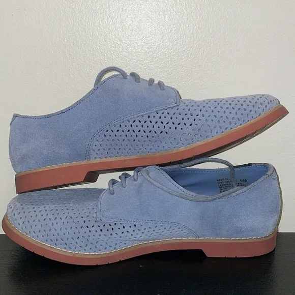 Anthropologie G.H.Bass &amp; Co Ellis Light Blue Perforated Suede Oxford Loafer US 9