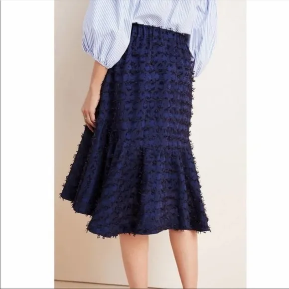 Anthropologie Maeve Blue Black Miranda Midi Skirt
