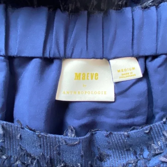 Anthropologie Maeve Blue Black Miranda Midi Skirt