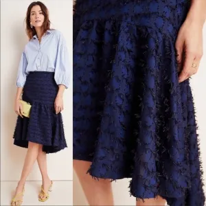 Anthropologie Maeve Blue Black Miranda Midi Skirt