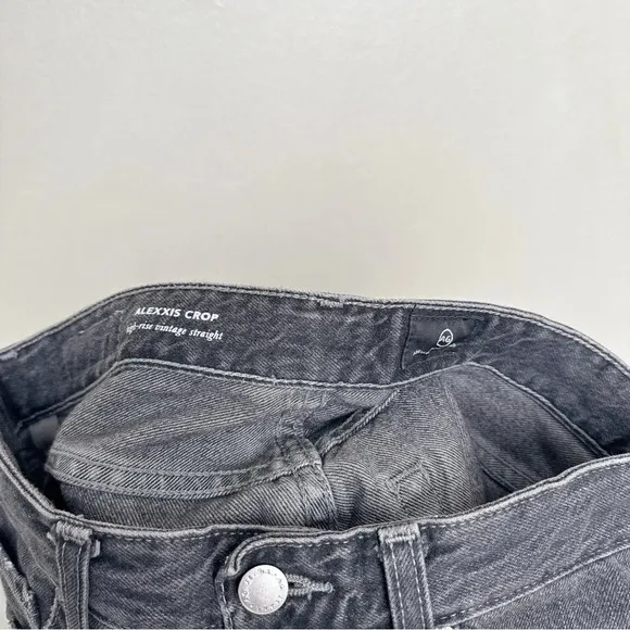 Anthropologie Womens 27 AG The Alexxis Cropped Straight Jeans Grey Wash Raw Hem