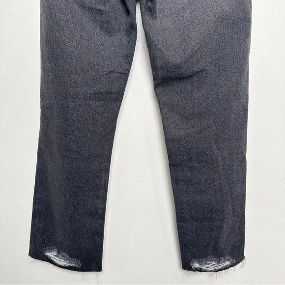 Anthropologie Womens 27 AG The Alexxis Cropped Straight Jeans Grey Wash Raw Hem