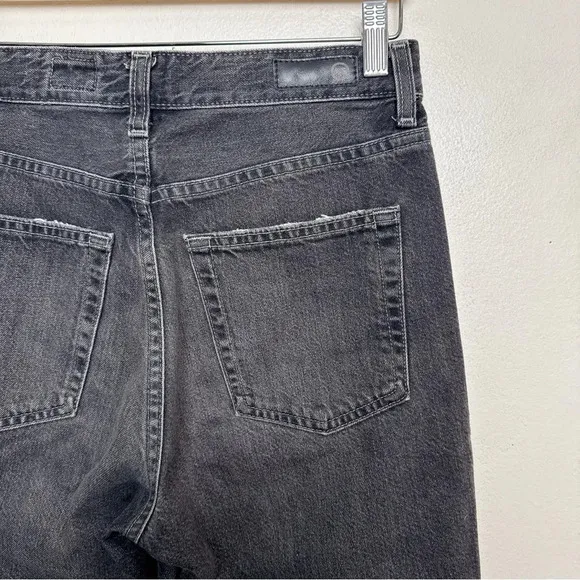 Anthropologie Womens 27 AG The Alexxis Cropped Straight Jeans Grey Wash Raw Hem