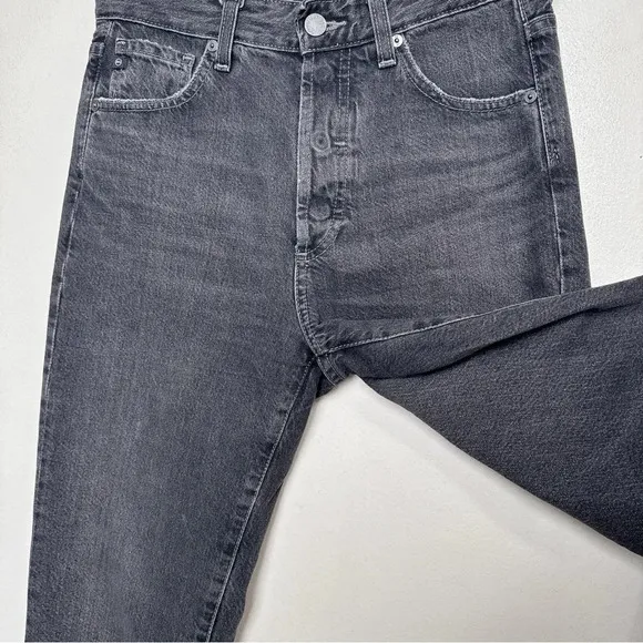 Anthropologie Womens 27 AG The Alexxis Cropped Straight Jeans Grey Wash Raw Hem