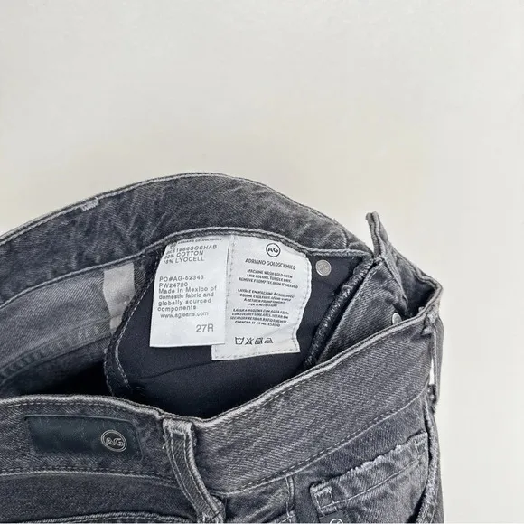 Anthropologie Womens 27 AG The Alexxis Cropped Straight Jeans Grey Wash Raw Hem