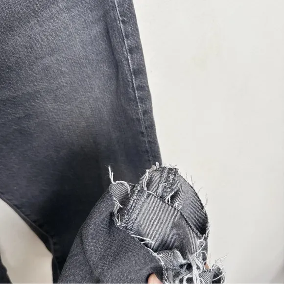 Anthropologie Womens 27 AG The Alexxis Cropped Straight Jeans Grey Wash Raw Hem