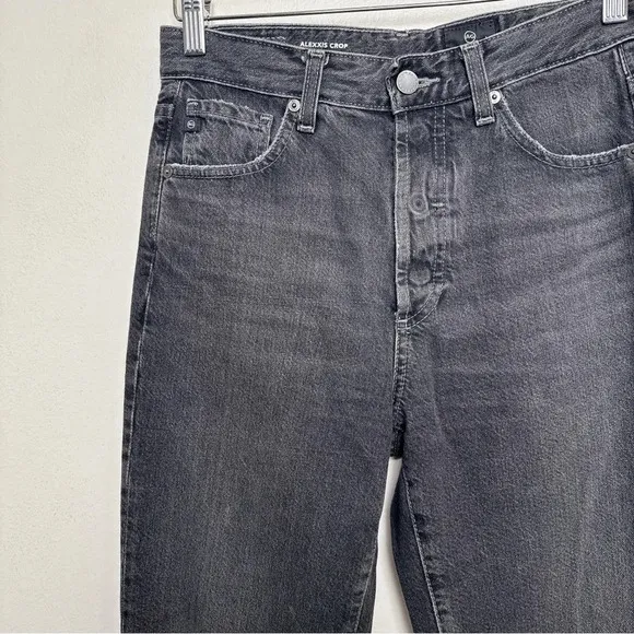 Anthropologie Womens 27 AG The Alexxis Cropped Straight Jeans Grey Wash Raw Hem