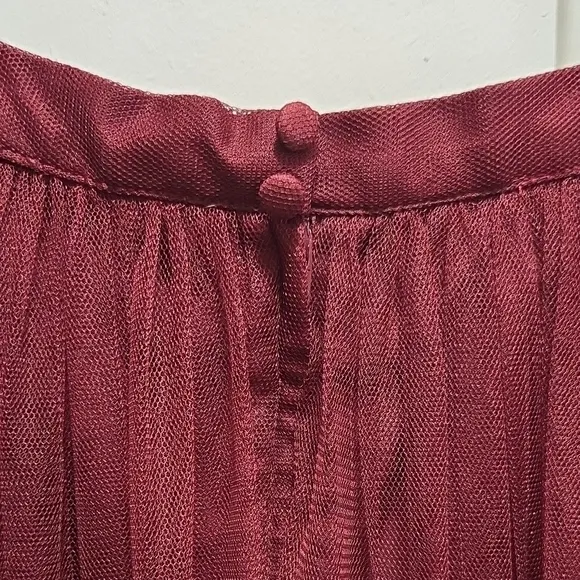 Anthropologie x BHLDN Jenny Yoo 'Louise in Cabernet' Maroon Tulle Maxi Skirt 8