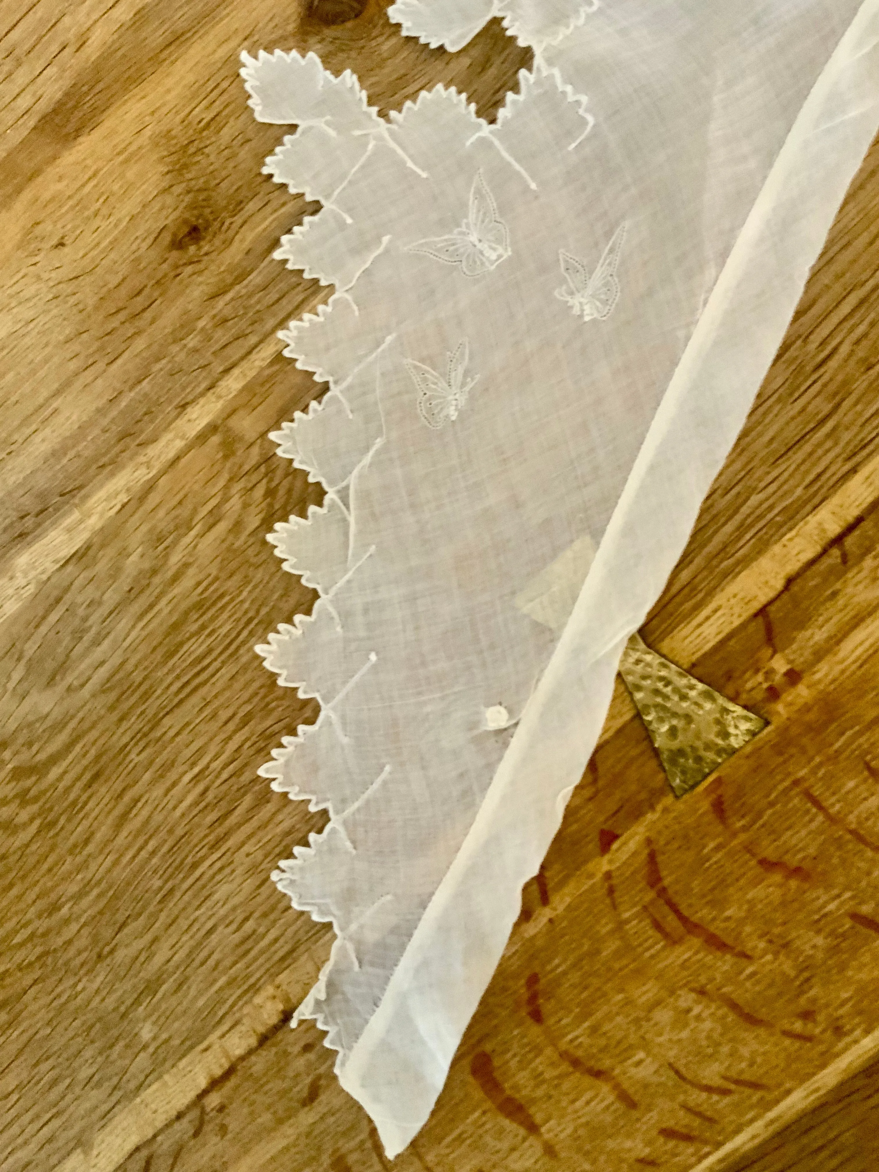 Antique Cotton Collar -Embroidered Butterflies - 1920