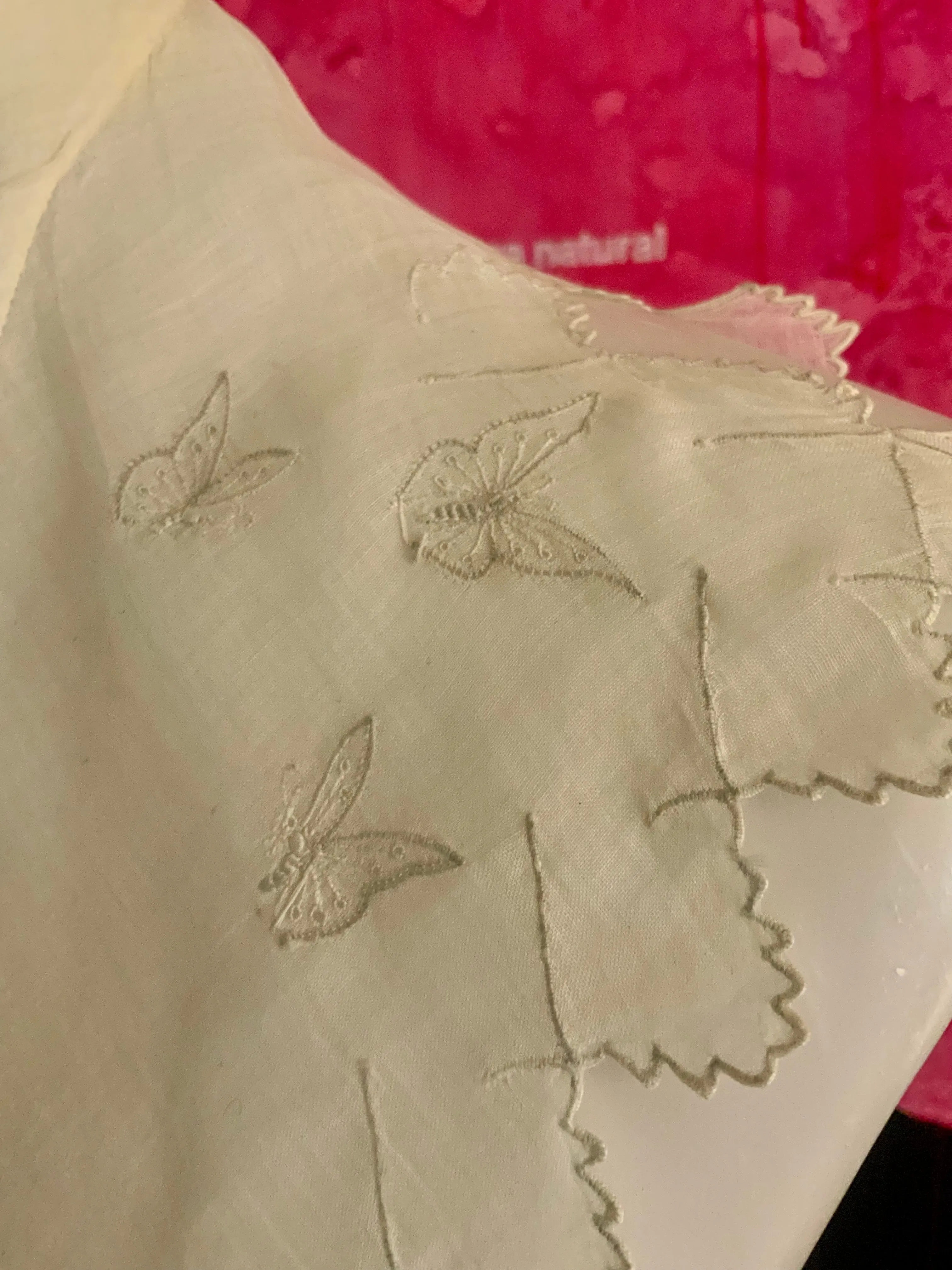 Antique Cotton Collar -Embroidered Butterflies - 1920