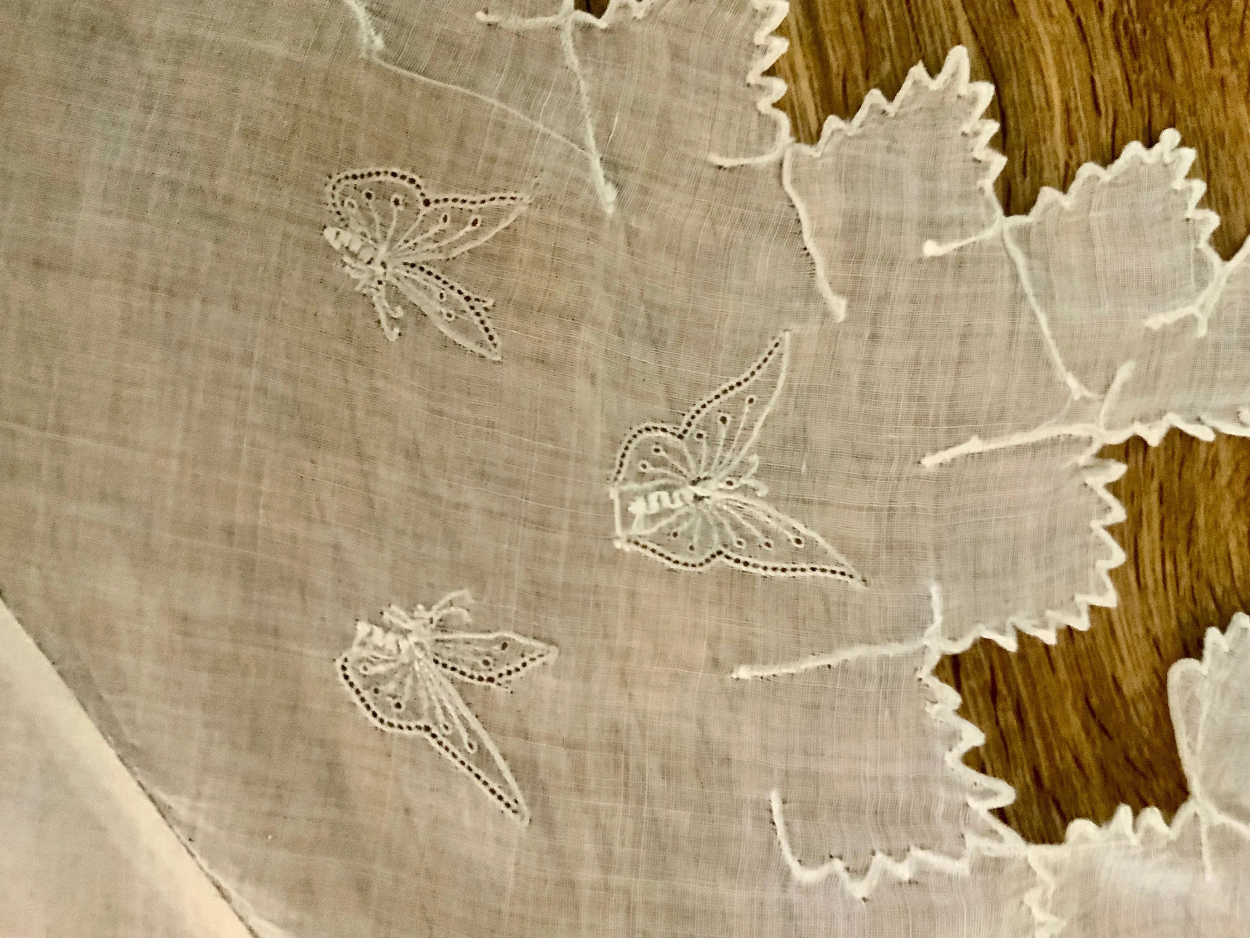 Antique Cotton Collar -Embroidered Butterflies - 1920