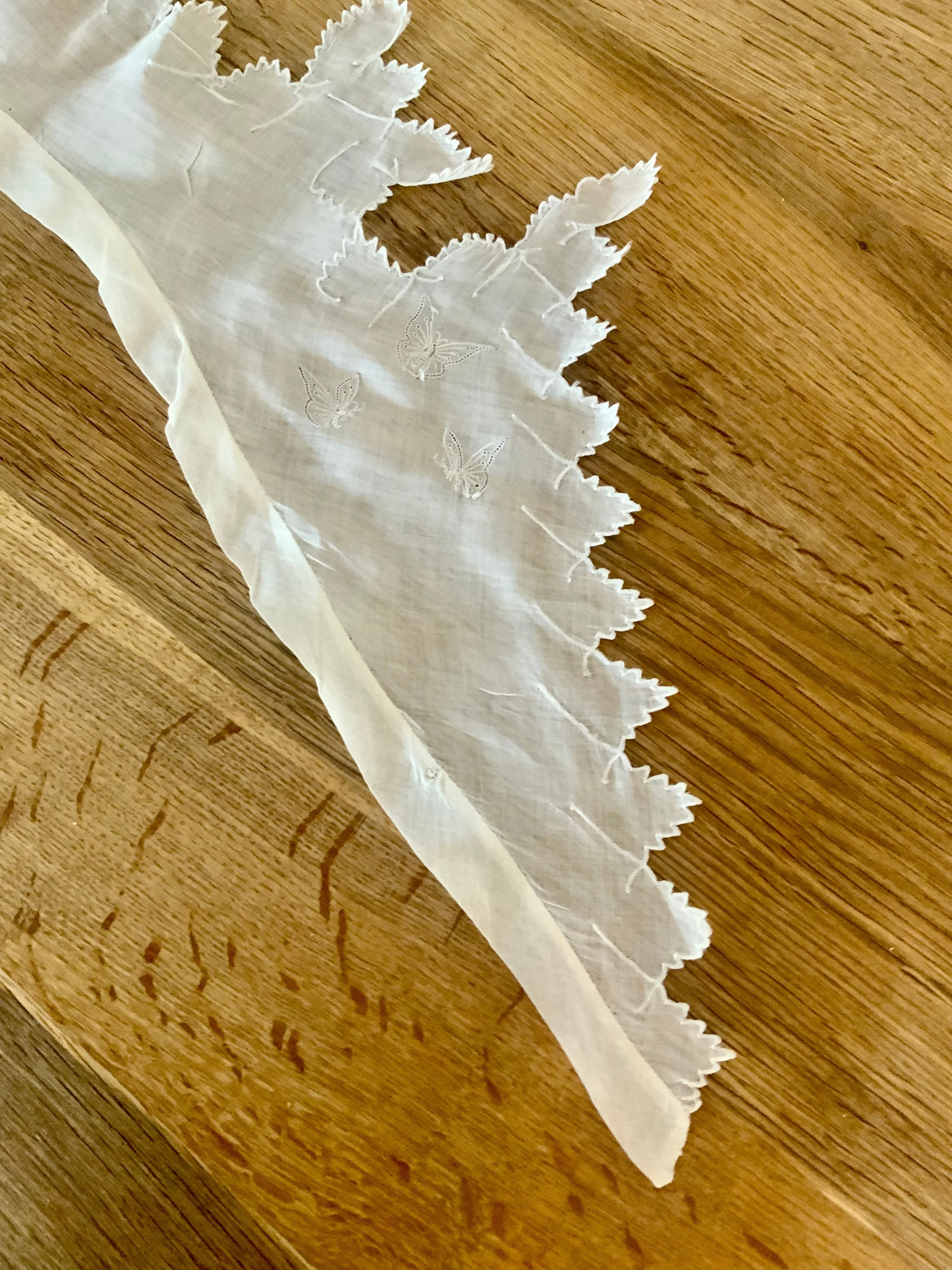 Antique Cotton Collar -Embroidered Butterflies - 1920