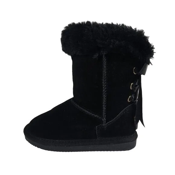 AS Lamo Audrey Short Boots NWT Size 11 Toddler Girl Black Snow Winter Ribbon Bow