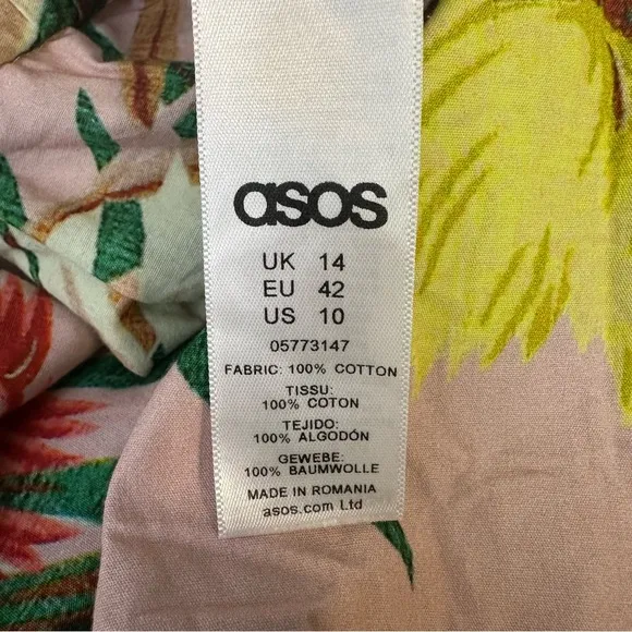 ASOS Hi-Low Ruffle Floral Palm Skirt 10