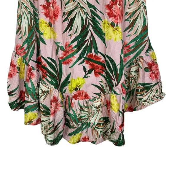 ASOS Hi-Low Ruffle Floral Palm Skirt 10