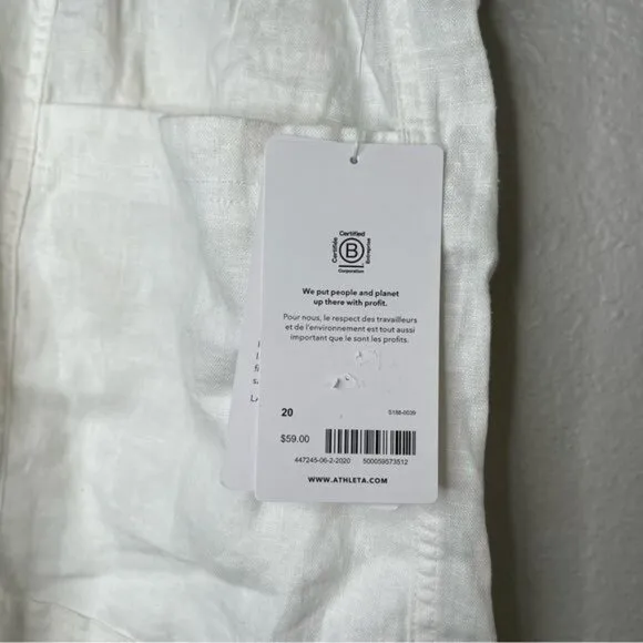 Athleta Womens Linen Blend Cabo Drawstring White Athletic Shorts Size 20