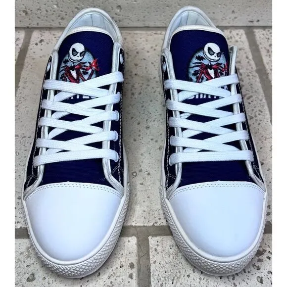 Atlanta Braves Men’s Canvas Sneakers Red White Blue Low Top Shoes NWOT Sz 39