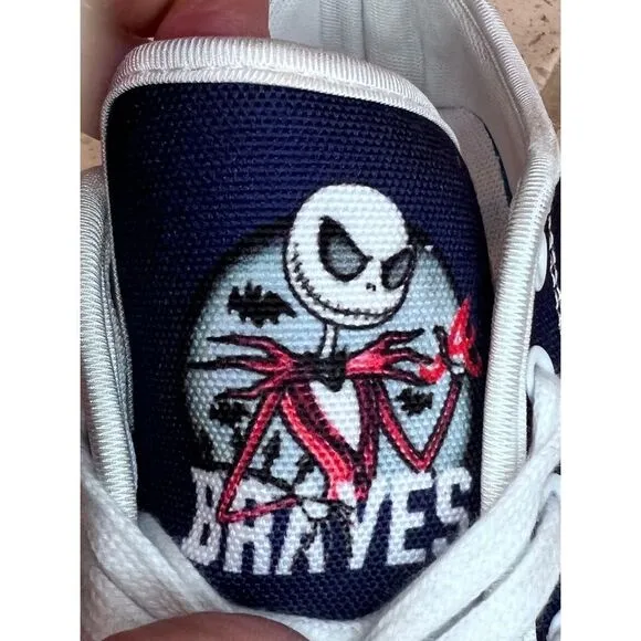 Atlanta Braves Men’s Canvas Sneakers Red White Blue Low Top Shoes NWOT Sz 39