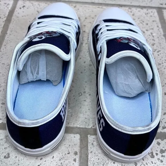 Atlanta Braves Men’s Canvas Sneakers Red White Blue Low Top Shoes NWOT Sz 39