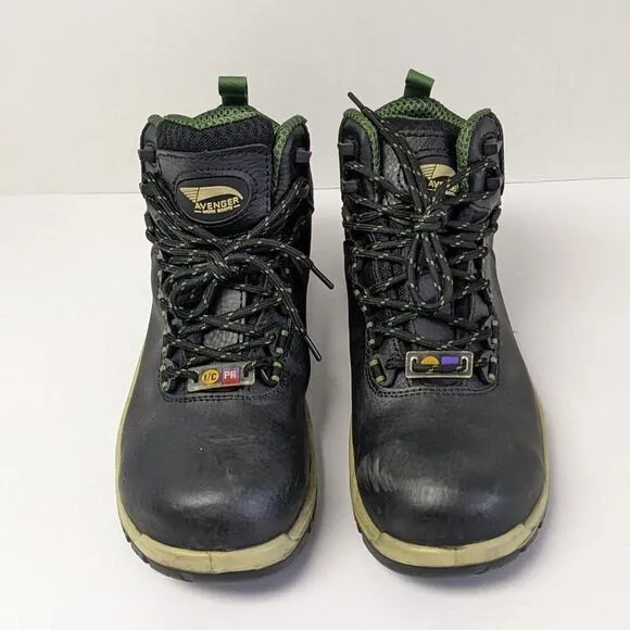 Avenger Breaker Safety Toe Work Boots, Black Leather, Men's 8 M