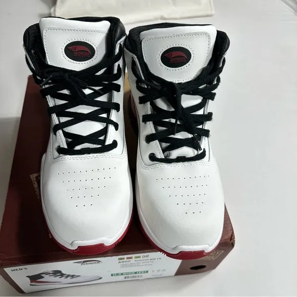 Avenger Reaction Mid Safety Toe Lace-Up Work Boots Mens 11,5 Wide EE White/Red