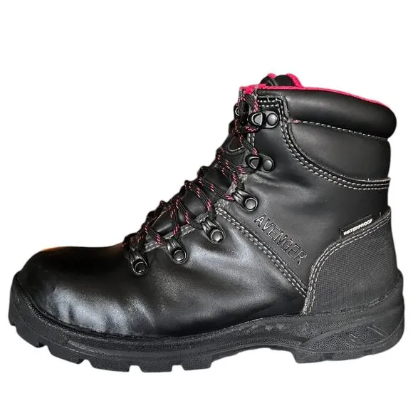 Avenger Work Boots Women's Size 7.5 Medium Construction Steel toe Black Boot