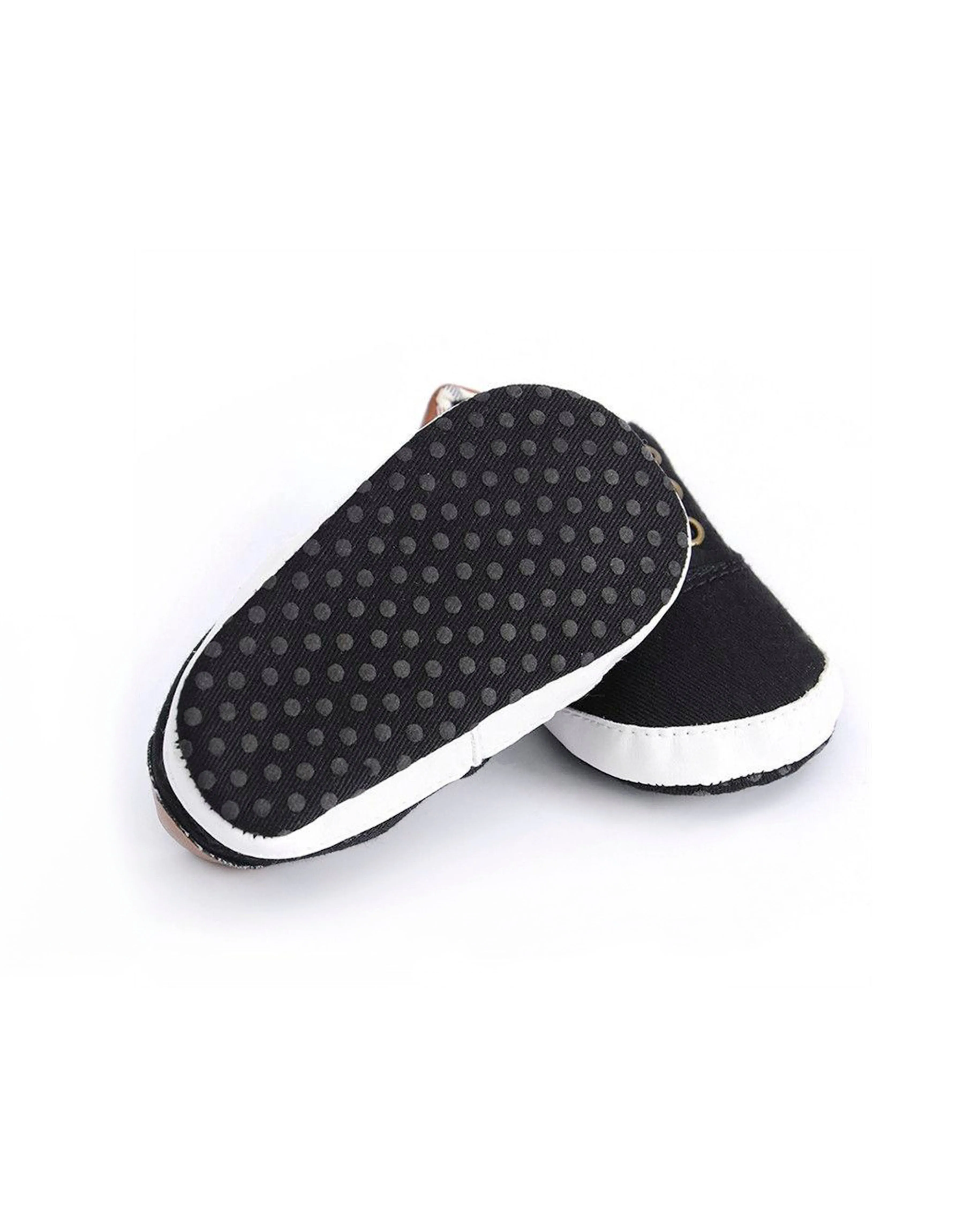 Baby Anti-slip Plaid Prewalker Shoes - Black
