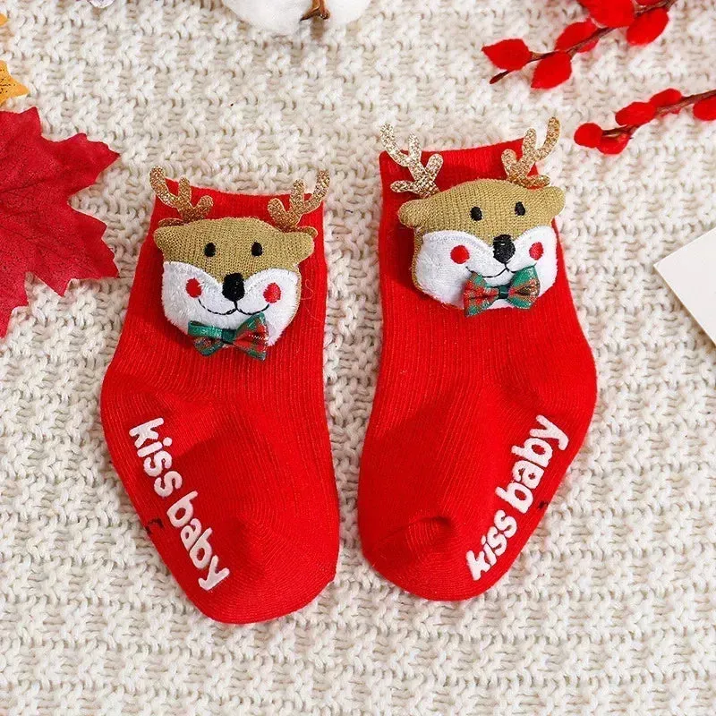 Baby Girl Socks Christmas Winter Thickened Cartoon Baby Non-slip Floor Shoes Christmas Socks Child Toddlers Red Floor Baby Sock