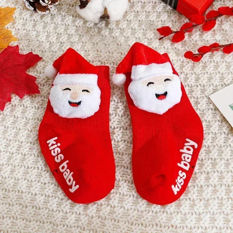 Baby Girl Socks Christmas Winter Thickened Cartoon Baby Non-slip Floor Shoes Christmas Socks Child Toddlers Red Floor Baby Sock