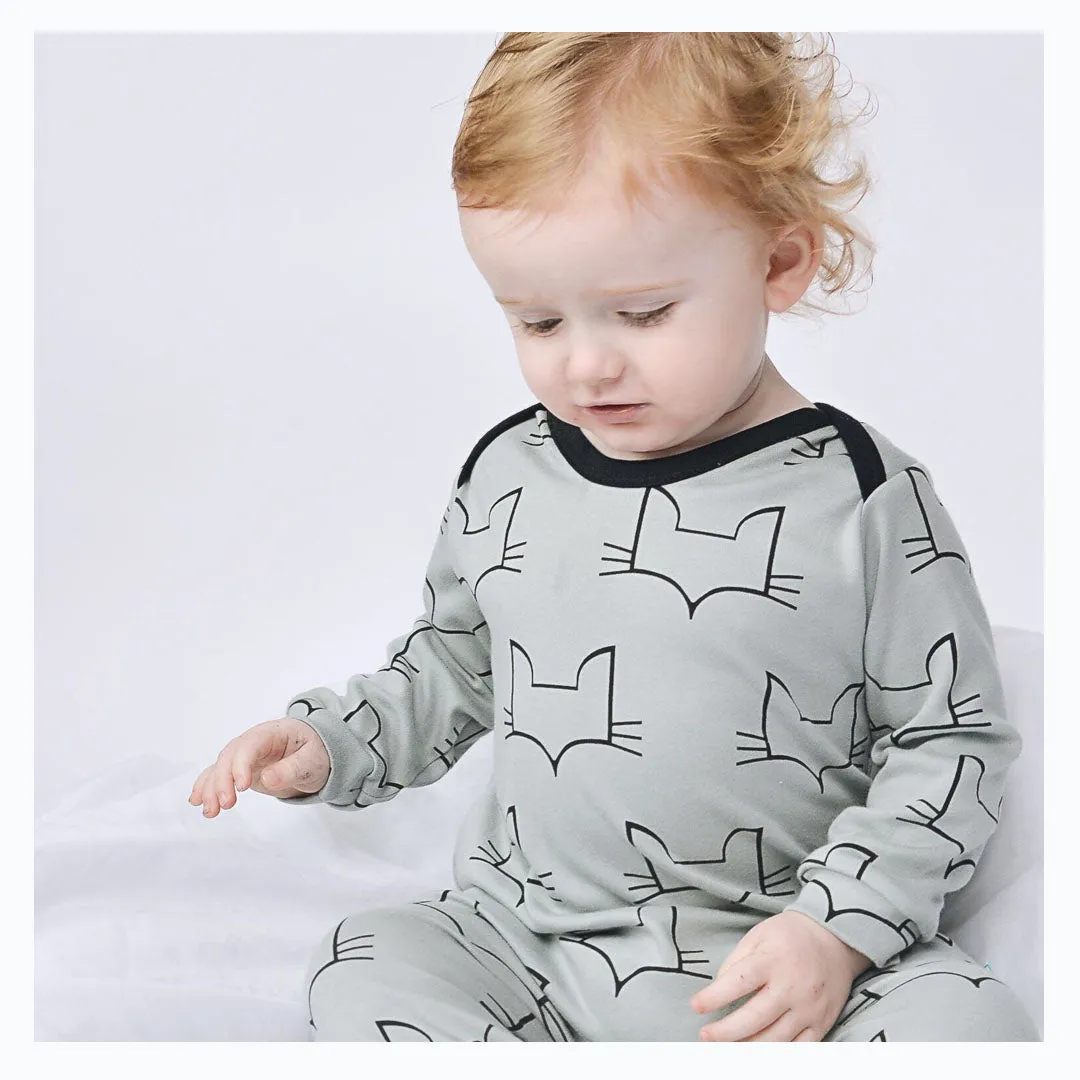 Baby - Toddler Organic Romper - Fox-head Design - Grey
