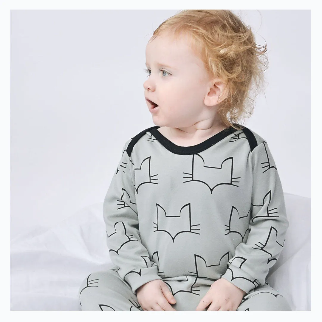 Baby - Toddler Organic Romper - Fox-head Design - Grey