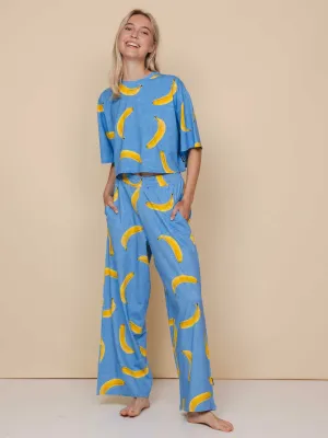 Banana Blue Cropped T-shirt en Wijde broek set Dames