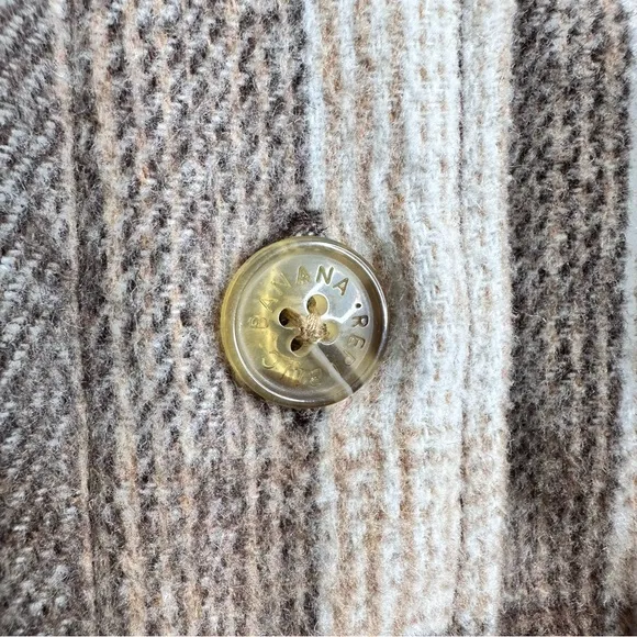 Banana Republic longline shacket neutral plaid wool blend casual fall winter