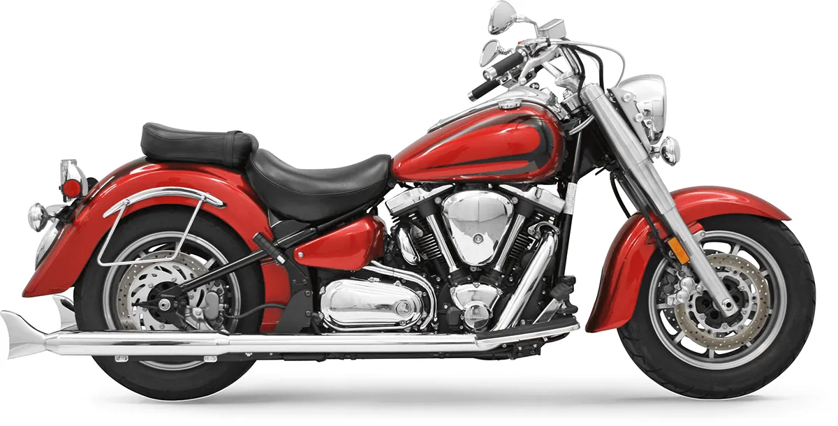 Bassani Manufacturing 31117B 3in. Slip-Ons with 2in. Baffles for Bassani Header Pipes - Slash Down - Chrome