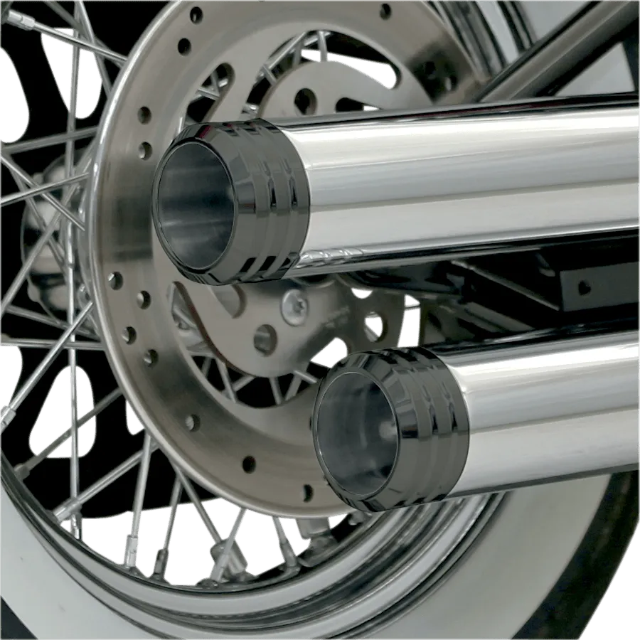 Bassani Manufacturing BE30T Fluted Billet End Cap for 3in. Firepower Slip-Ons - Black
